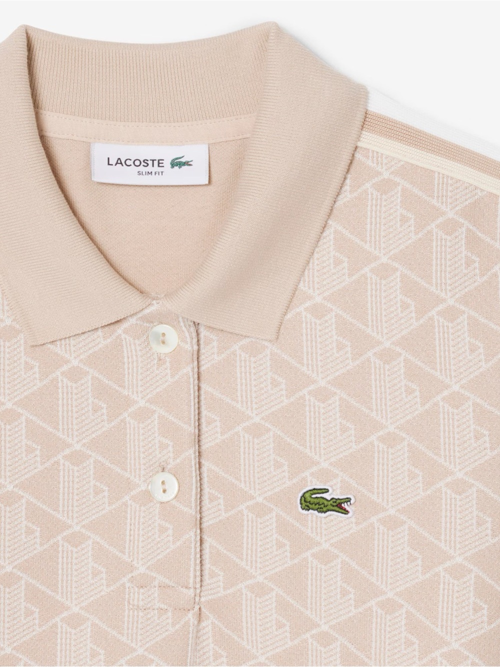 NWT Lacoste Monogram Polo Dress Beige Slim Fit Size 34 - XS - Picture 6 of 11